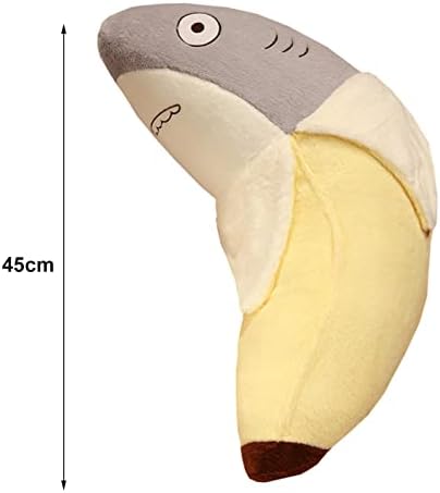 Somerway 17.72in Shark Banana Plush Toys Cute Shark Stuffed Animals for Girls, Banana Shark Plushies Soft Throw Pillows for Couch Decor, Funny Yellow