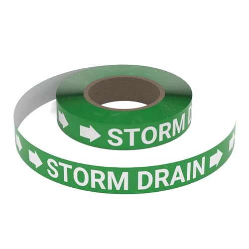 Creative Safety Supply Storm Drain (Green) SSINLINE Pipe Marking Roll - 2" x100' - Pipes 2.5" - 7.9" O.D. Arrows Right
