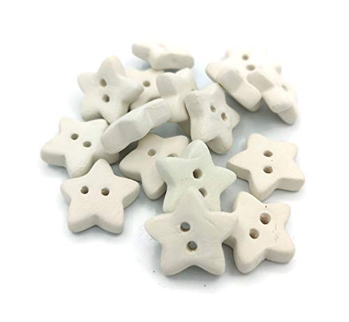 15mm Star Ceramic Bisque Button