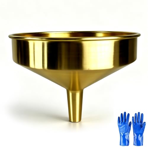 Image of Brass Metal Funnel, Non-Spark, Non-Magnetic, Corrosion-Resistant, For Oil, Transmission Fluid And Industrial Use(200mm/7.87inch)