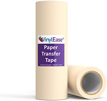 Vinyl Ease 12inch x 100 feet roll of Paper Transfer Tape with a Medium to High Tack Layflat Adhesive. Works with a Variety of Vinyl. Great for Decals, Signs, Wall Words and More. American Made V0821