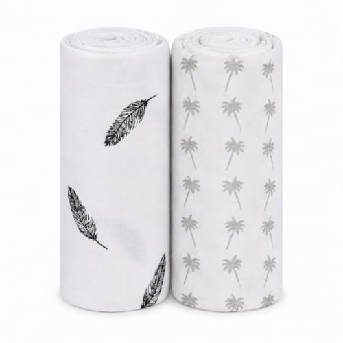 Image of Pure Cotton Muslin Baby Swaddle Blanket for Newborn Baby - Super Soft Wrapper Cloth, Multi-Use Stroller Cover & Gentle on Baby Skin (120 x 120 CM) - Pack of 2 | Black Wing & COCOUNT