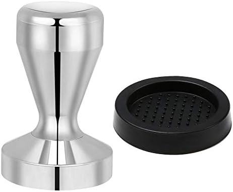 Vicloon Coffee Tamper 51mm, Espresso Coffee Tamper, Stainless Steel Espresso Tamper, Silver Colour Tamper Coffee Shop Supplies with Silicone Tamper Mat