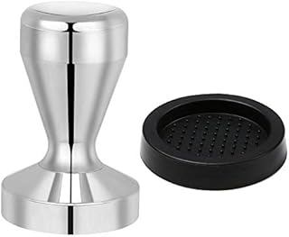 Vicloon Coffee Tamper 51mm, Espresso Coffee Tamper, Stainless Steel Espresso Tamper, Silver Colour Tamper Coffee Shop Supplies with Silicone Tamper Mat
