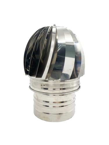 Sombrero Chimenea Giratorio de Acero Inoxidable, Sombrero Extractor de Humo Giratorio para Chimeneas, Campanas y Estufas (200mm)
