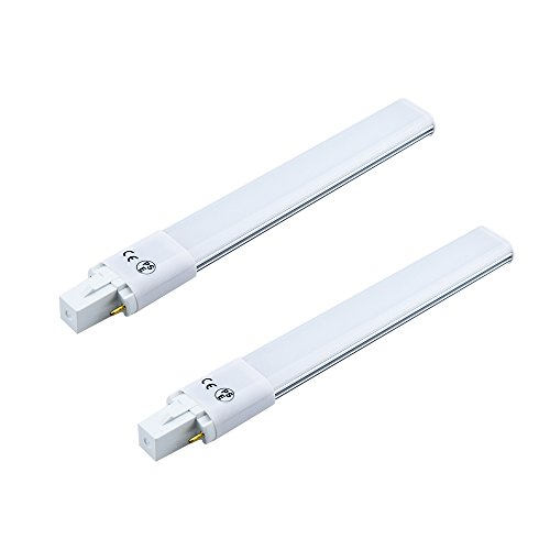 Luxvista 8W G23 2-Pin LED PL Retrofit Lamp 18W CFL Equivalent Daylight(6000k) 750LM AC 85-265V PL Horizontal Recessed Light Bulb (2-Pack)