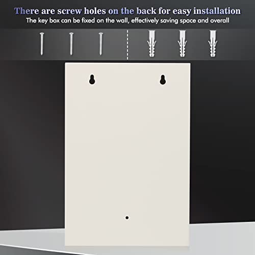Dalmbox Key Cabinet With Combination Lock, Key Storage Box Wall Mount, Steel Security Locking Key Lock Box With Code, 40 Key Hooks And Key Tag Labels, 8.66 X 3.54 X 12.8 Inch, White #TOP5