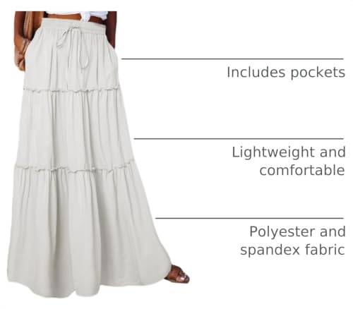 Image of Happy Sailed Womens Floral Print Boho Maxi Skirt Elastic High Waist Pleated Ruffle Flowy Long Skirts S-XL
