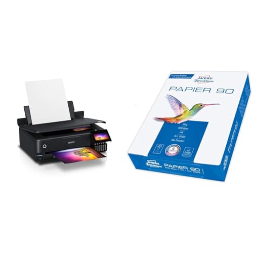 Epson EcoTank ET-8550 3-in-1 Tinten-Multifunktionsgerät (Kopie & Avery Zweckform 2563 Drucker-/Kopierpapier (500 Blatt, 90 g/m², DIN A4 Papier, hochweiß, für alle Drucker) 1 Pack