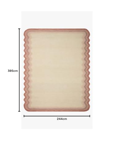 Image of Modern Irregular Shape Pattern Wool Carpet with Loop Texture Yarn Anti Shedding Carpet Size 8x10 Feet B3 Pink Multi Color