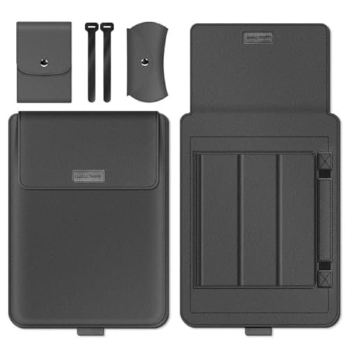 Image of TechTrendz Premium 3 in 1 Multifunction Slim PU Leather Laptop Sleeve Bag for MacBook Neo 13 inch (A18 Pro Chip,2026) A3404, Laptop Cover Bag 11-14 Inch (with Integrated Mouse Pad) - Grey