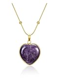 CrystalTears Amethyst Crystal Heart Necklace for Women, Healing Crystal Heart Stone Pendant Necklace with Gold Snake Chain, Womens Crystals Jewellery Valentines Gifts for Her Girlfriend Women Mum