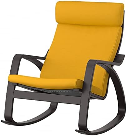 WAEYZ Indoor Rocking Chair, Modern Rocking, Metal Frame, Mid Century Armchair, Fabric Upholstered Recliner, Multi-Color Options, for Living Room, Bedroom (Color : Yellow+Black, Size : 94 * 68 * 95cm)