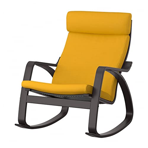Waeyz Indoor Rocking Chair, Modern Rocking, Metal Frame, Mid Century Armchair, Fabric Upholstered Recliner, Multi-Color Options, For Living Room, Bedroom (Color : Yellow+Black, Size : 94 * 68 * 95Cm) #TOP30