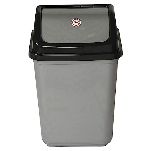 URBNLIVING 5L/20L/30L/50L Plastic Waste Management Recycling Bin Trash Can Dustbin with Swing Lid for Office, Kitchen and Bathroom (30L Black/Grey)