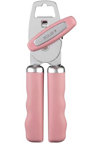 Image of Zulay Kitchen Manual Can Opener Heavy Duty Patented Stainless Steel, Pink