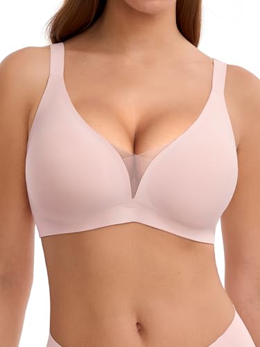 LUCKMEEY LUCKMEEY Bras for Women No Underwire Deep V Wireless Bra Push Up Seamless Bras Full Coverage Bralettes Everyday Bra