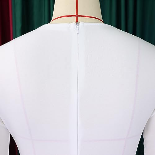 Women's Business Casual Midi Pencil Dress Elegant Round Neck Long Sleeves Ruffle Trim High Waist Bodycon Work Dress (Color : White, Size : 3X-Large)3