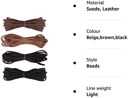 nuoshen 4 pcs Leather Cord,Leather Necklace Cord Lace Leather Strip for Bracelet Necklace DIY