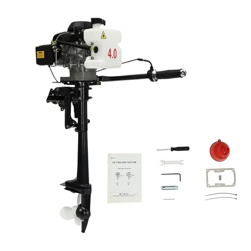 Fridgestea 4 Stroke 3HP Outboard Motor, 2.2kW Petrol Boat Engine, Air Cooling Trolling Motor, CDI Ignition System for Inflatable Boats, Fishing Boats, Dinghies, Kayaks