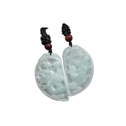 Pendentif Dragon et phénix jade jeton amour couple fusionnel