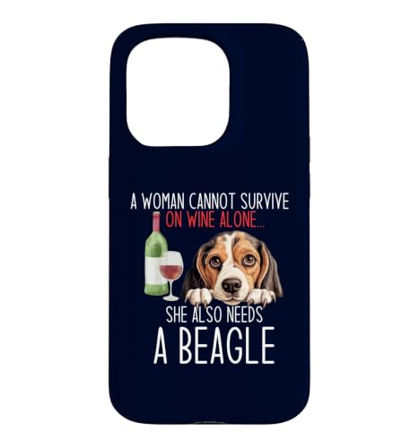 A Woman Can Survive on Wine Alone Funny Beagle Dog Lover �X�}�z�P�[�X iPhone 15 Pro �p
