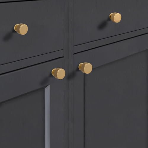 QOGRISUN Brushed Brass Cabinet Knobs 5 Pack Solid Brass Drawer Pulls 1-1/8" by QOGRISUN - Used condition - Image 6