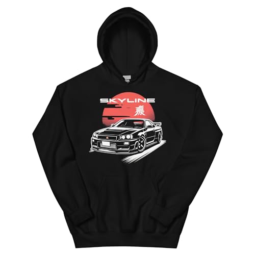 Japanese Sun Black R34 Skyline GTR hoodie for 1990s JDM Tuner Car Culture Enthusiasts3