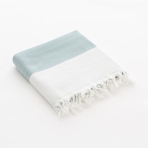 GAMUSI Fouta Pareo Toalla Playa Ligera Rayas Anchas 190x180cm, Color Agua Marina