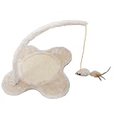 ibasenice Sisal Kratzbaum in Blumenform mit Hängendem Mausspielzeug Interaktives Katzenkratzspielzeug für Wohnungskatzen Strapazierfähiger Katzenbaum zur Aktivität und Gesundheit