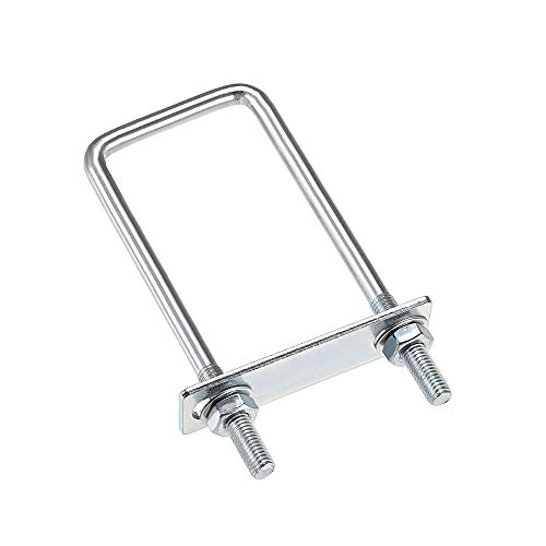 Boulon en U carré M8 en acier carbone robuste avec plaque et écrous sourcing map x4