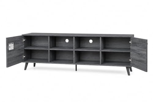Image of Moku Engineered Wood TV Unit for Up to 75 Inch TVs | Modern Entertainment Center with Storage Cabinets & Open Shelves | Wooden TV Cabinet for Living Room | Grey Oak Finish