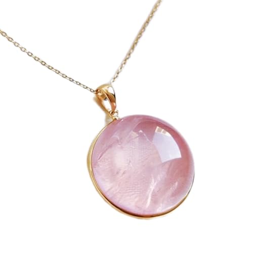 Collier quartz rose naturel pendentif 23x23 mm d'exception en argent sterling 925