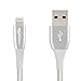 Produktbild Amazon Basics - Lightning-auf-USB-A-Kabel, doppelt geflochtenes Nylon-Verbindungskabel, Premium-Kollektion, 10 cm , Silber