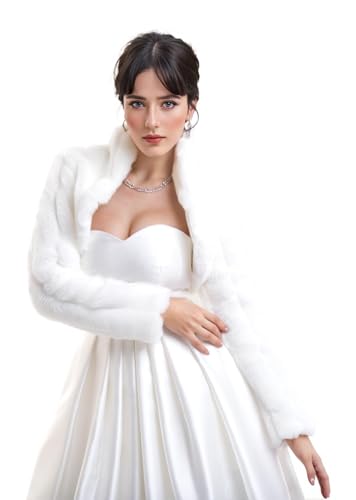 AUTTOGirl Damen Hochzeit Brautjacke jacke Bolero kunstlichem Pelz Fell-Nerzimitat Braut Pelzimitat...