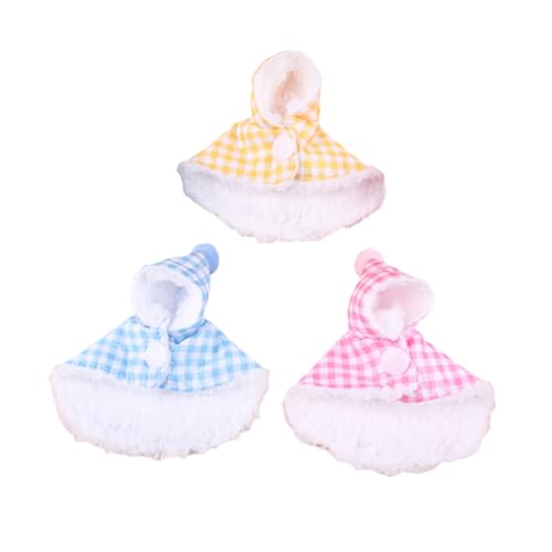 Toyvian 3pcs Wear Plush Plaid Bird Cape for Small Birds Lightweight Outdoor Cloak for Cold Weather for Parakeets and Cockatiels