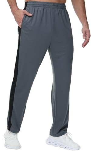 YuKaiChen Men's Tracksuit Bottoms Lightweight Joggers Summer Track Bottoms Breathable Open Weave Mesh‌ Athletic Pants Size XXL Dark Grey