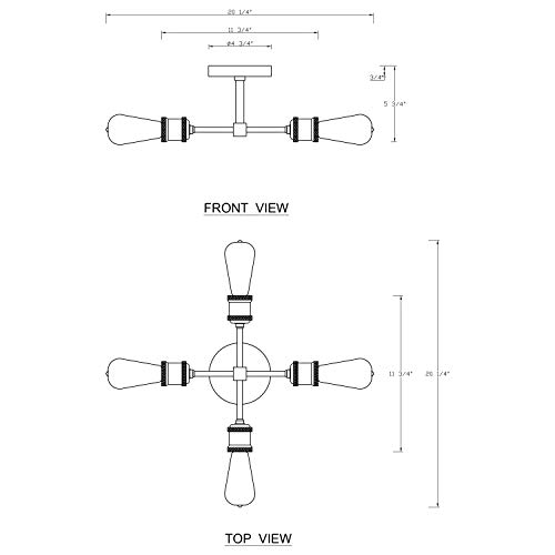 Hyperion House 4-Light Polished Nickel Sputnik Semi-Flush Mount Ceiling Light Fixture For Kitchen Laundry Bedroom Living Room Hallway #TOP3