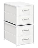 Homsorout Stackable Storage Drawers - 2 Tier Closet Drawers, Closet Organizer with Metal Handles, Night Stand with Collapsible Bins, Fabric Dresser for Bedroom, Dorm, Office, White, 2 Pack