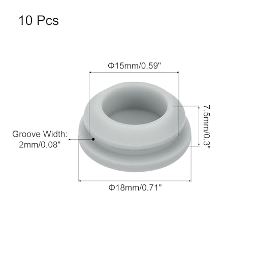 Image of MECCANIXITY 10pcs Silicone Snap in Locking Hole Plugs,15mm /0.6 Inch Mounting Diameter Narrow Groove Width 2mm Panel Seal Cover Round for Kitchen Bulkheads Waterproof Sealing Plugs Grey
