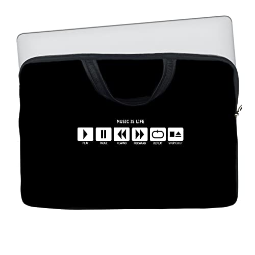 Image of Theskinmantra Chain Laptop Sleeve Bag Compatible with Laptop /Macbooks /Chrombook /Notebook /Zbook (14.1 Inch (Handle), Music Repeat)
