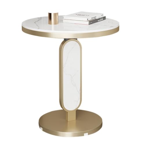 JHAISMAO 9MM Mármol Mesa Auxiliar Mesa Auxiliar Metal Mesa De Café Pequeña Mesa Redonda para Salón Dormitorio Mesa Baja Mesa De Centro Baja(Size:60x60x60cm,Color:A)