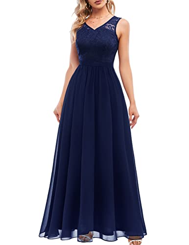 DRESSTELLS Damen Abendkleid Bodenlang Elegant für Hochzeit Chiffon...