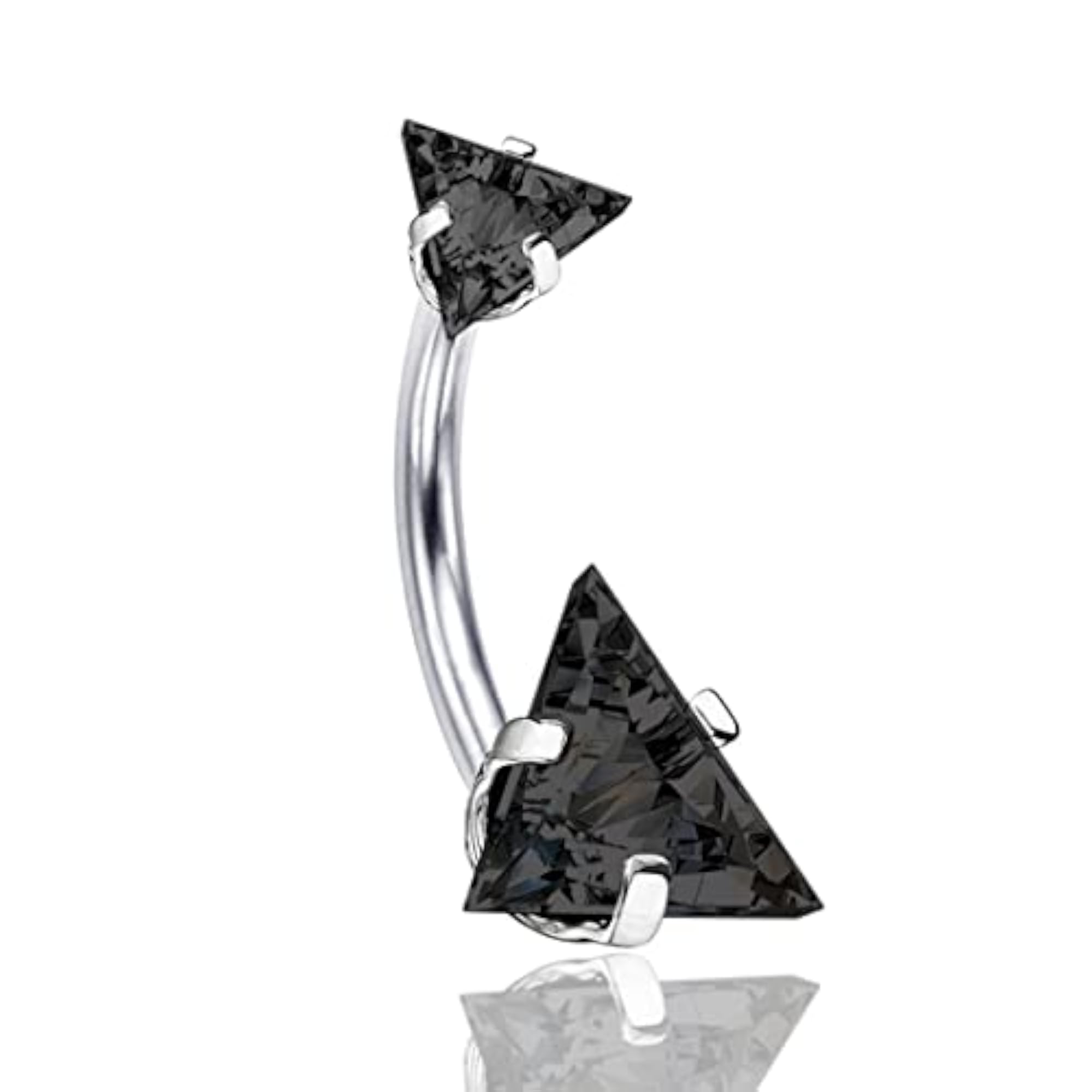 316L Surgical Steel Double Triangle Black Cubic Zirconia Belly Button Ring