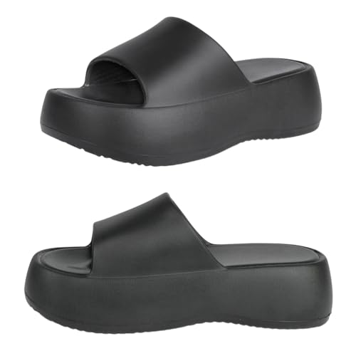 Image of Platform Slides for Women, Platform Sandals Women Comfortable, Cute Flatform Beach Sandals, Slip on Summer Cloud Vacation Shoes for 2025