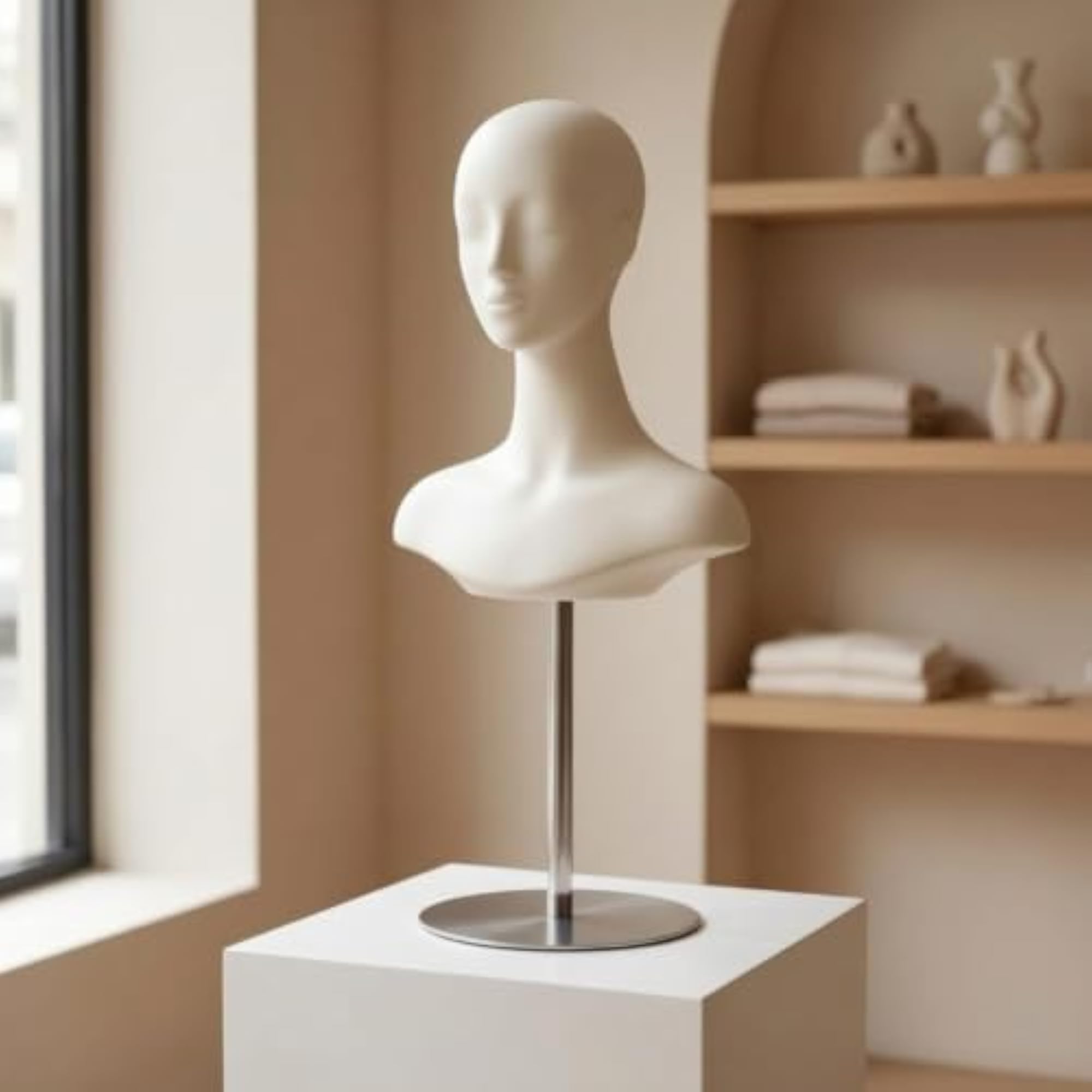 Sturdy Mannequin Head with Shoulders Display Stand