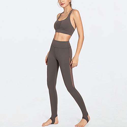 SHAIRMB Women's Yoga Wear Skinny Sports Suit, Comfortable Breathable Fitness Suit,Gray,XL