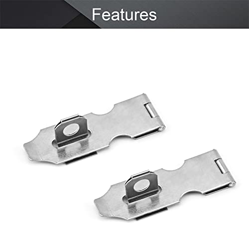 Image of MroMax Hasp Staple Padlock Latch,94mm Length,Stainless Steel Furniture Cupboard Door Stainless Steel Silver Tone 2pcs