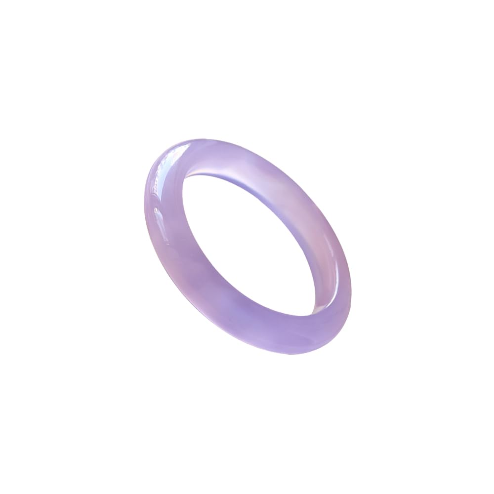 SnamicE Natural Ice Jade Bangle Bracelet for Women Purple Chalcedony Bracelet Wealth Good Luck Bracelet Round Jade Stone Bangle for Woman Birthday Wedding Gift Yoga Meditation,