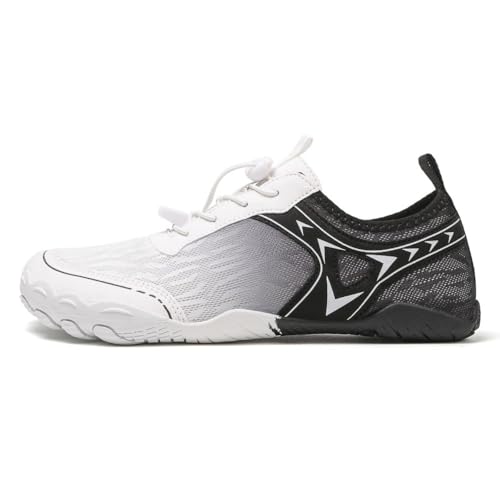 Barefoot Shoes for Women Orange Water Shoes Wide Toe Box Non-Slip Breathable Comfortable Lightweight Quick Dry Zero Drop Sole Minimalist Hiking Walking Outdoor Footwear (Black and White,4)